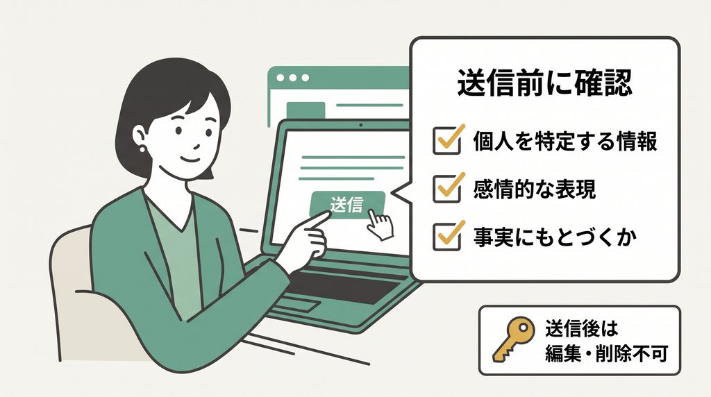 オープンワークの口コミ投稿前に見直す3点と、送信後は編集・削除できない注意
