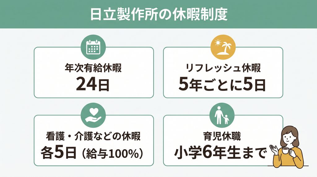 日立製作所の休暇制度をまとめた図