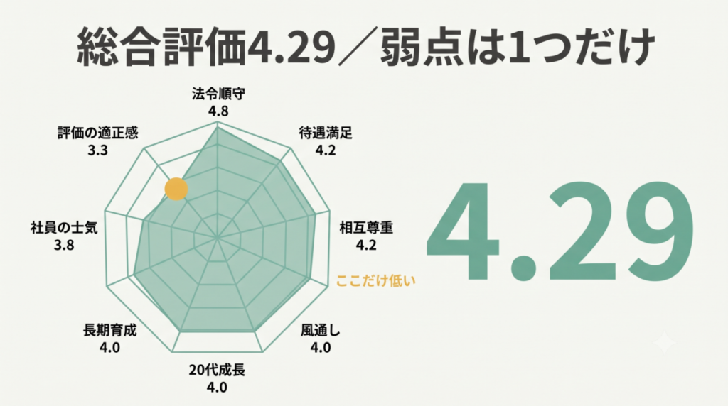 オープンワークの社員による会社評価スコア8項目