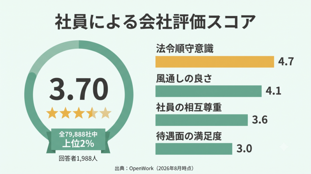 OpenWorkにおけるTISIの評価スコア8項目の図解