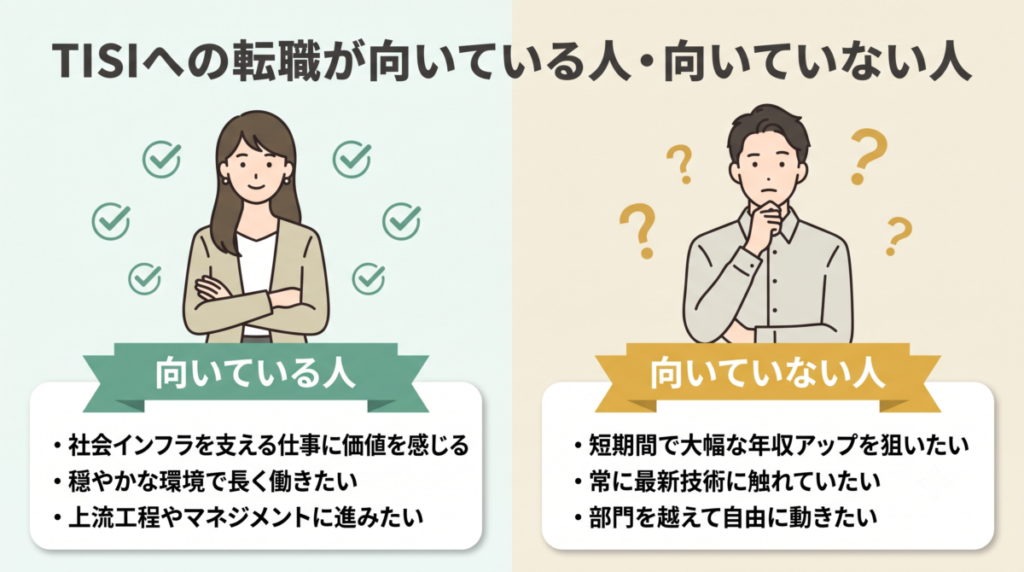 TISIへの転職が向いている人と向いていない人の比較
