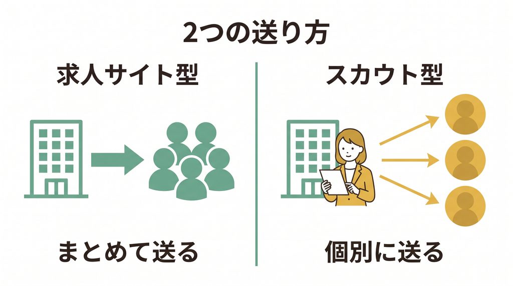 リクナビNEXTのオファーの送り方。求人サイト型とスカウト型の違い