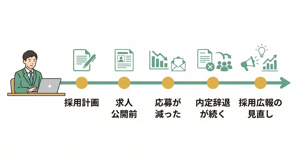 転職会議の口コミページを人事が開くタイミングを示す図