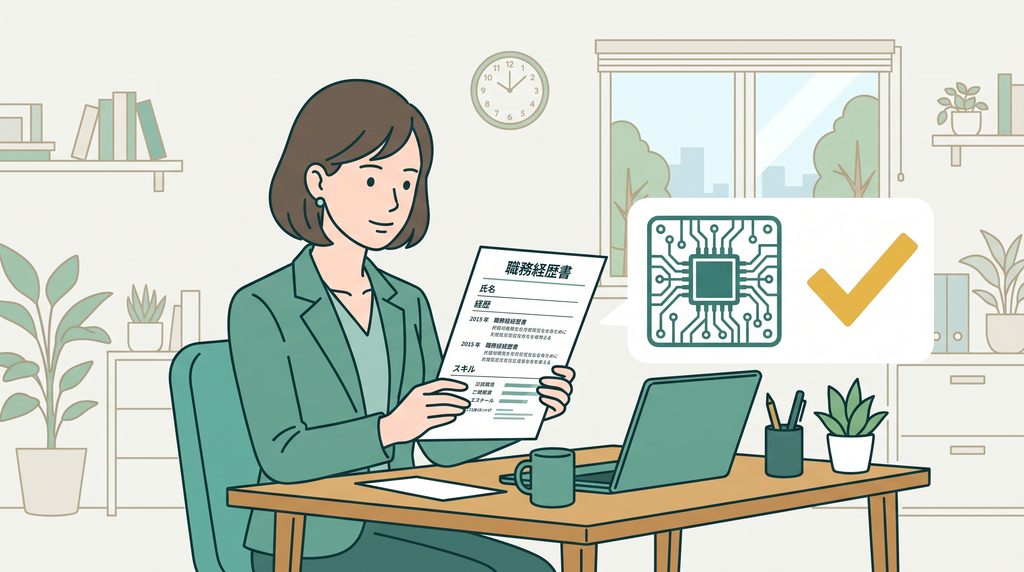 人事が組み込みエンジニアの職務経歴書を確認する書類選考のイメージ